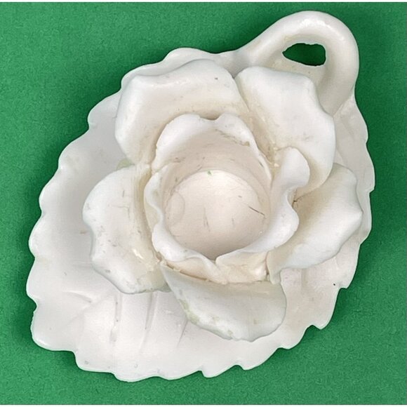 VTG ARDALT White Bisque Rose Taper CANDLE HOLDER Japan EUC - Picture 3 of 4